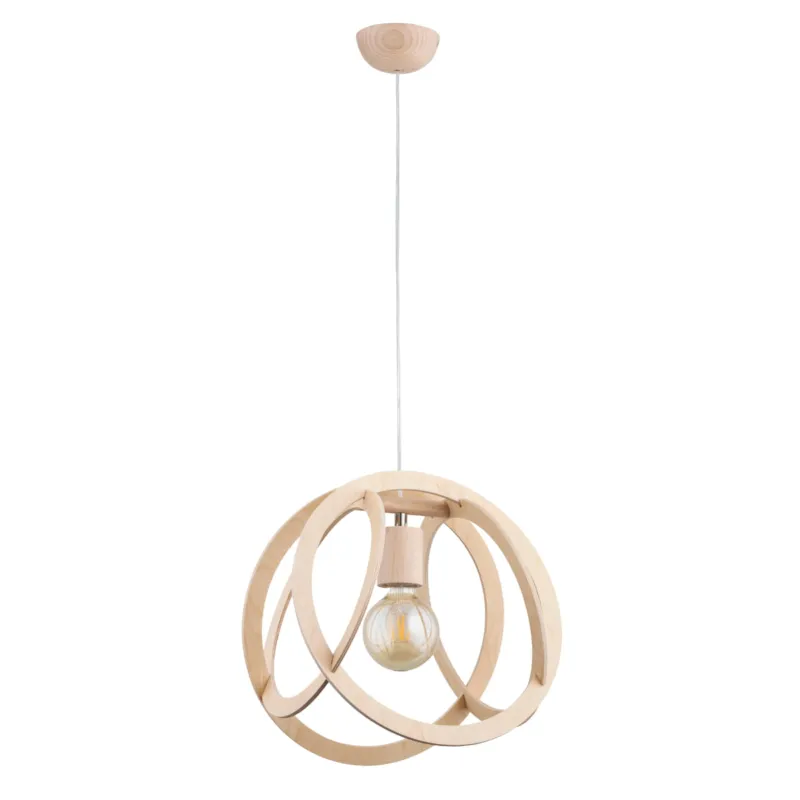 Lampa wisząca Lorena 61148 Alfa 1xE27 LED Drewno Jasne Drewno Promocja