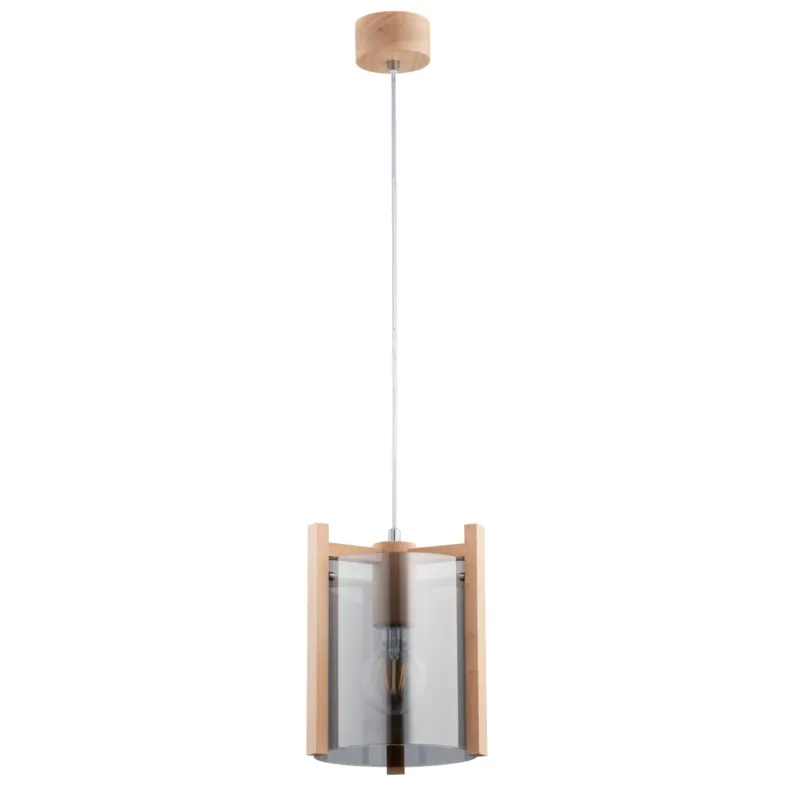 Premium Lampa wisząca Lozana 61288 Alfa 1xE27 LED Drewno/Metal Jasne Drewno - Chrom
