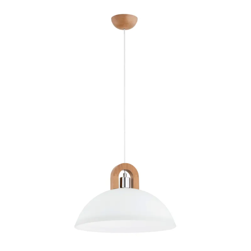 Lampa wisząca Migot 61380 Alfa 1xE27 LED Drewno/Metal Jasne Drewno - Chrom Obniżka ceny