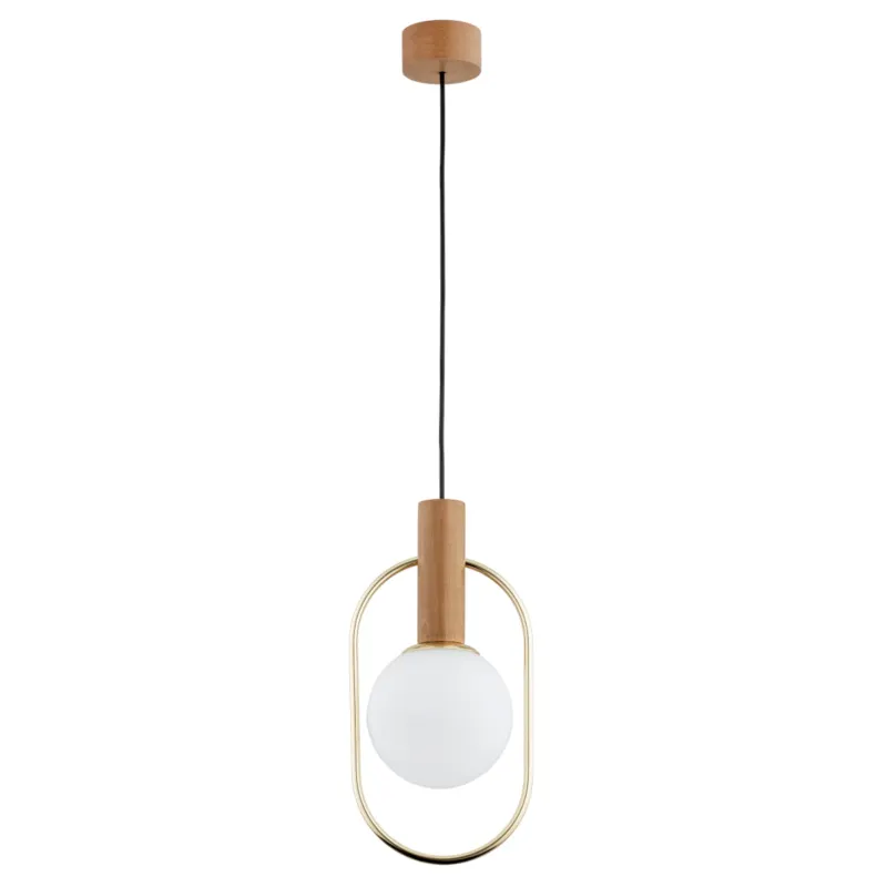 Oferta limitowana Lampa wisząca Modi 61152 Alfa 1xE14 LED Drewno/Metal Jasne Drewno - Złoto