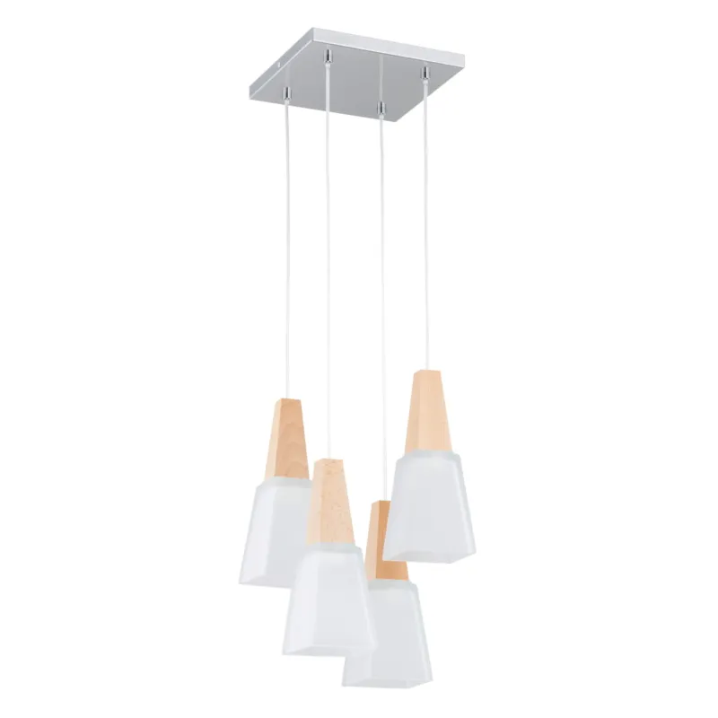 Lampa wisząca Morina 63157 Alfa 4xE27 LED Metal/Drewno Jasne Drewno - Chrom Zniżka