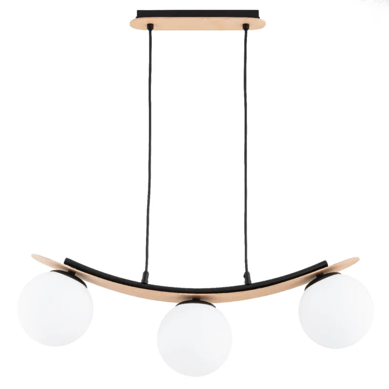 Wysoka jakość Lampa wisząca Naira 62504 Alfa 3xE14 LED Metal/Drewno Czarny - Jasne Drewno