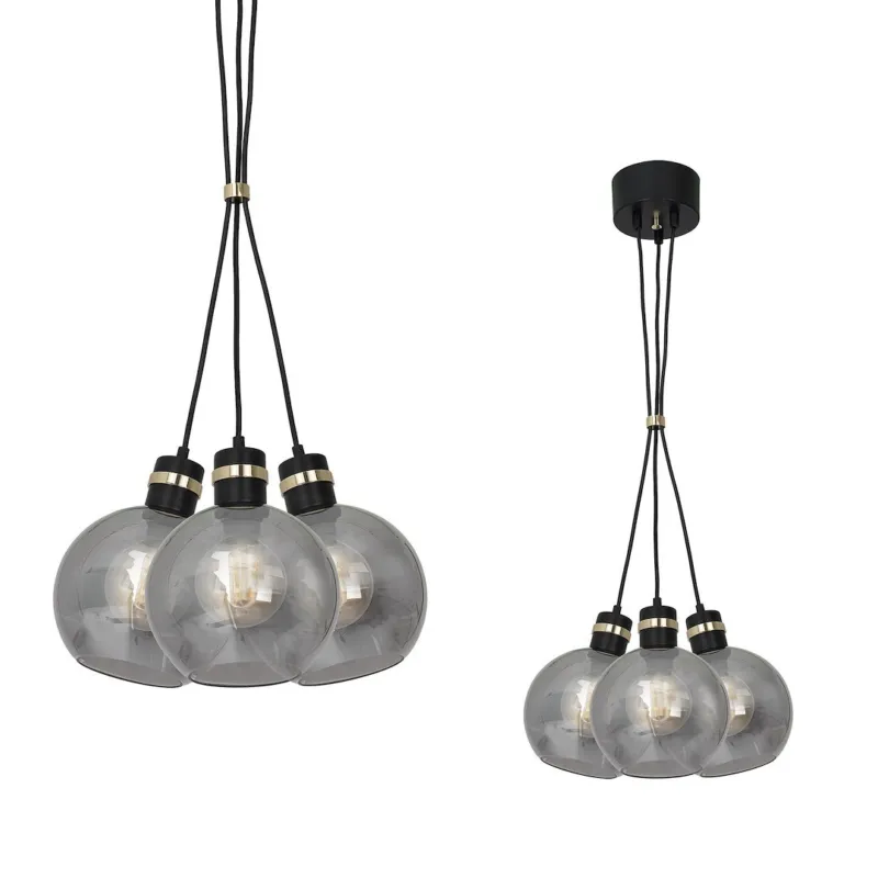 Bestseller Lampa wisząca OMEGA MLP6532 Milagro 3xE27 60W Metal + Szkło Czarny / Złoty