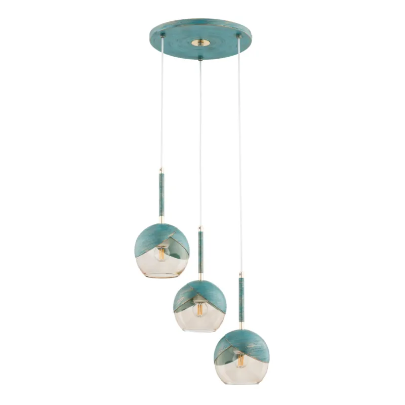 Lampa wisząca Prada 62409 Alfa 3xE27 LED Metal Mięta + Złoto Nie przegap