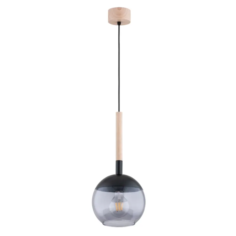 Kup teraz Lampa wisząca Ranczo 61207 Alfa 1xE27 LED Drewno/Metal Jasne Drewno - Czarny