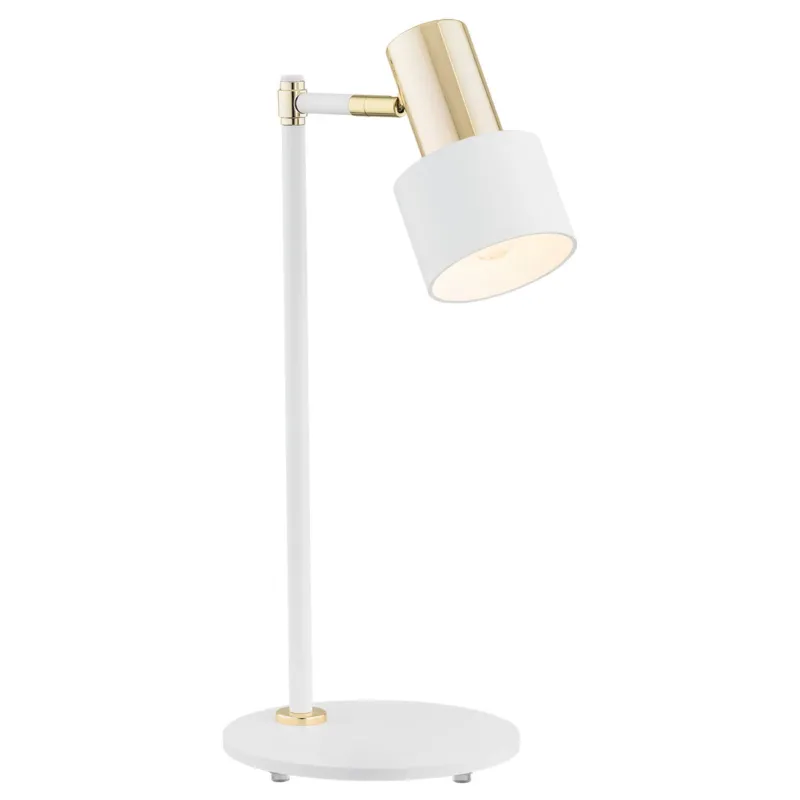 Lampa Biurkowa Doria 4256 Argon 1xE27 15W Stal Lakierowana/ Stal Mosiądzowana, Biały/Mosiądz Kup online