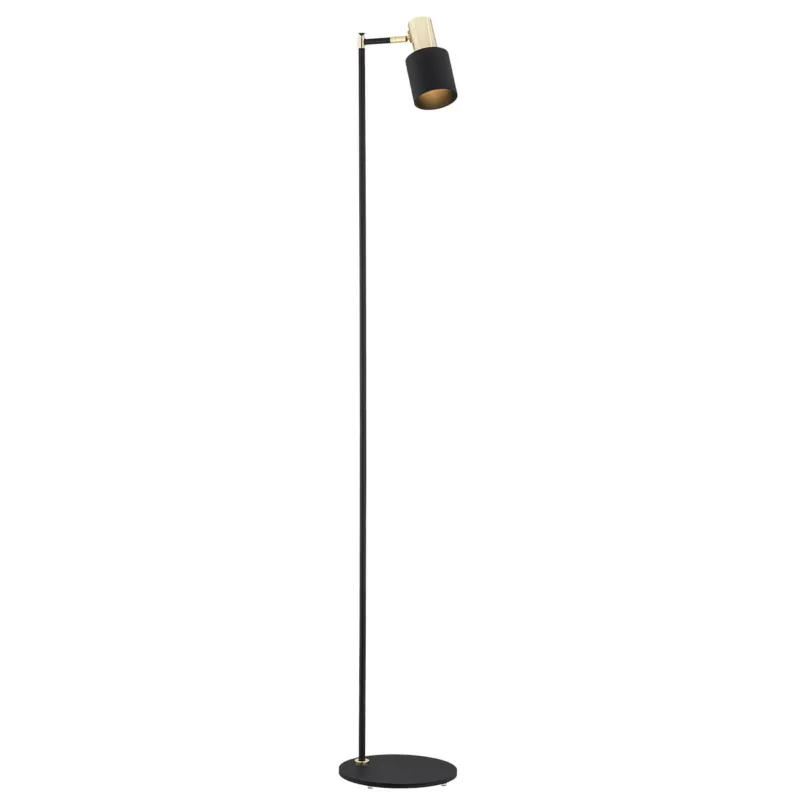 Lampa Podłogowa Doria 4259 Argon 1xE27 15W Stal Lakierowana/ Stal Mosiądzowana, Czarny / Mosiądz Nowość