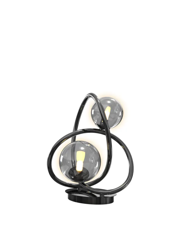 Lampa stojąca biurkowa Nancy 8014-205 Aviano Lighting 2xG9 7W Metal / Szkło Czarny Chrom / Klosz Dymiony Szybka dostawa