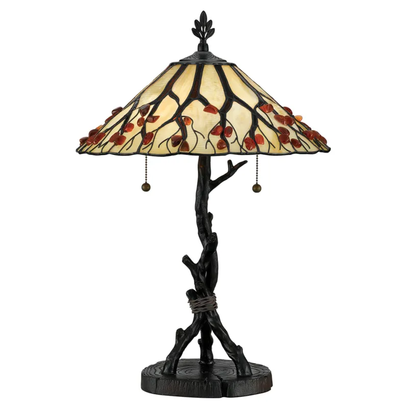 Sprawdź teraz Lampa stojąca Lampa stołowa Whispering QZ-WHISPERING-TL-VB Elstead Lighting 2xE27 60W Żywica syntetyczna, stal, szkło artystyczne, agat Brązowy