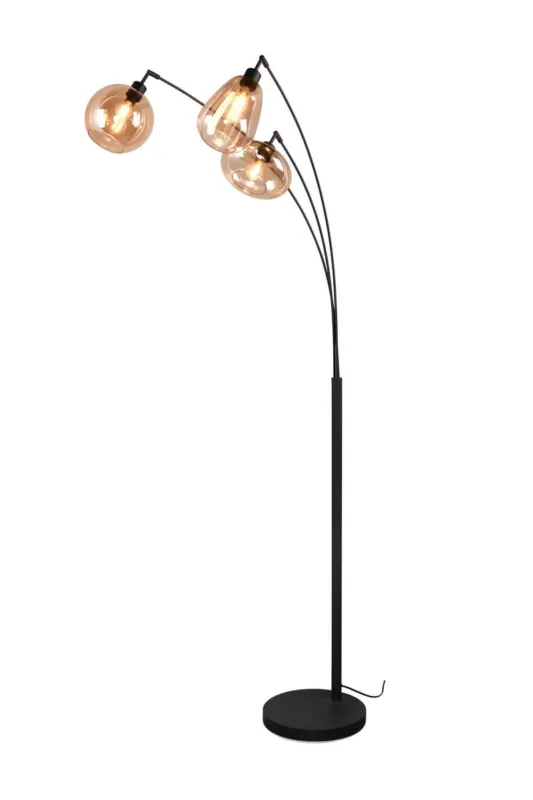 Lampa stojąca Lumina 417000313 Trio 3xE14 10W Czarny mat / Bursztynowy Meta / Szkło Zamów teraz