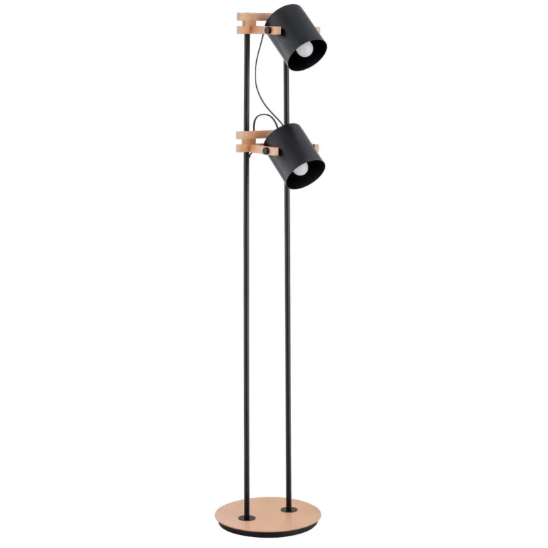 Lampa stojąca podłogowa Fortis 28639 Alfa 2xE27 LED Drewno/Tworzywo Czarny - Jasne Drewno Nowy