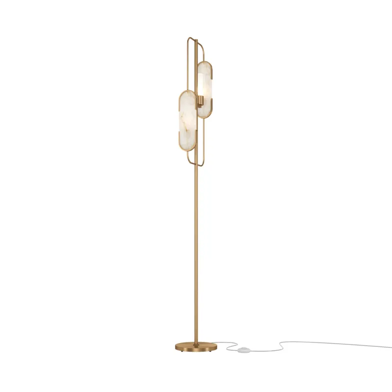 Oferta Lampa stojąca podłogowa Marmo MOD099FL-02G Maytoni G9x40W Metal/Alabaster Mosiądz/Biały