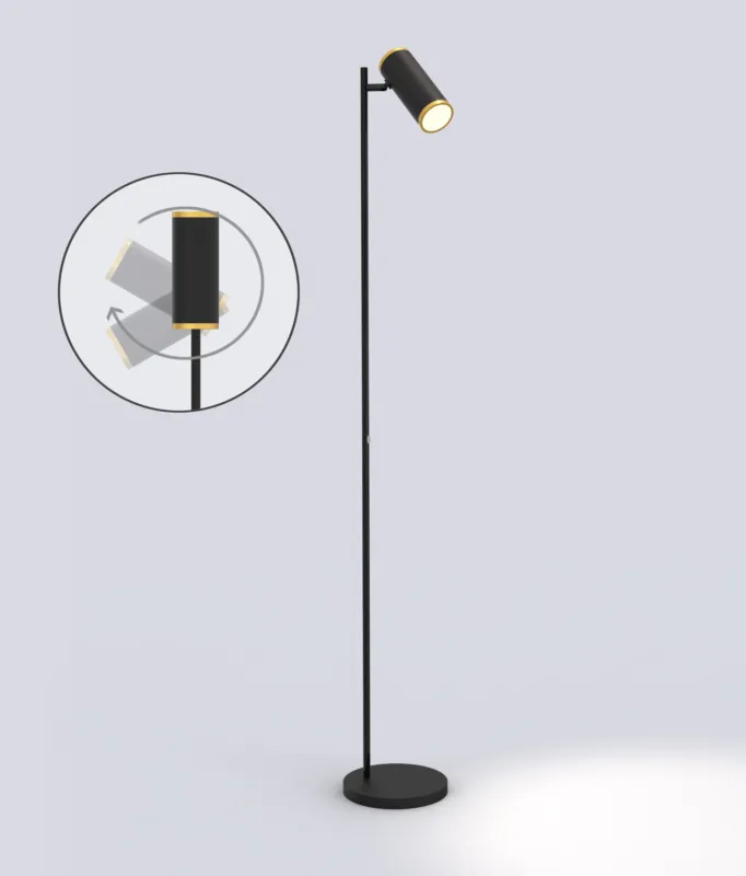 Wybór klientów Lampa stojąca podłogowa Toulouse 3003-104 Aviano Lighting 1xLED Metal Czarny Mat / Złoty