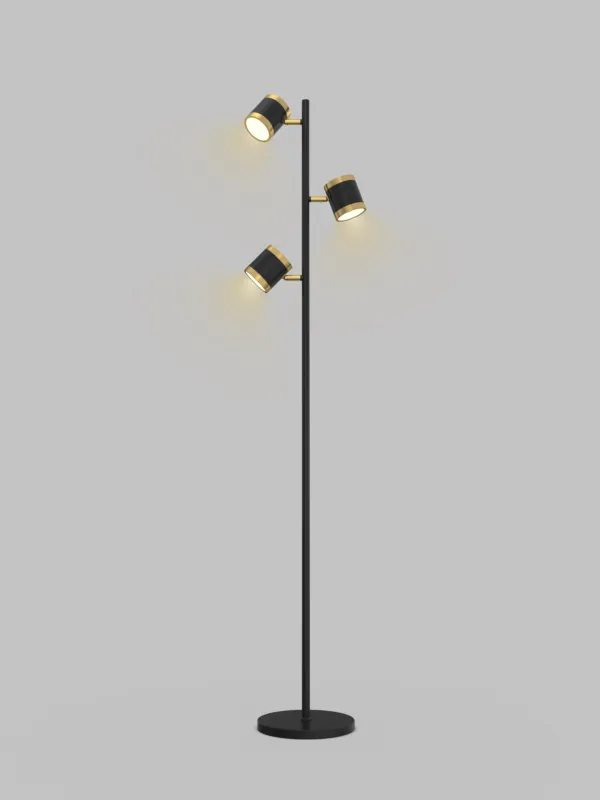 Promocja Lampa stojąca podłogowa Toulouse 3003-304S Aviano Lighting 3xLED 21W Metal Czarny Mat / Złoty