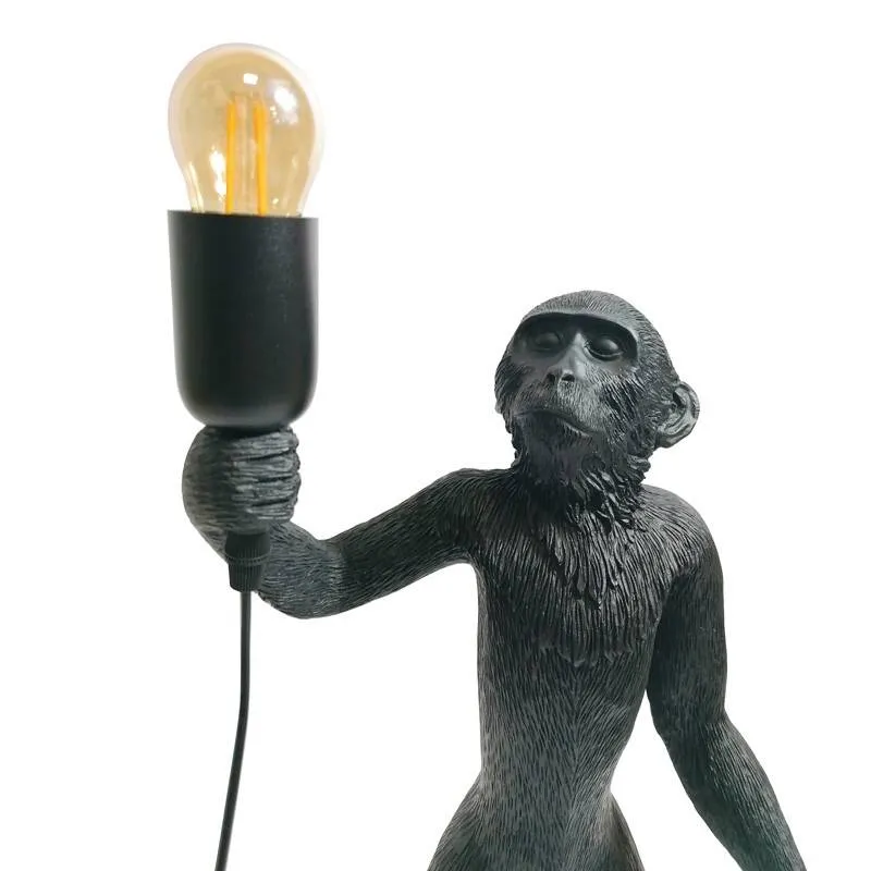 Lampa stojąca stołowa Monkey ABR-KARD5-C Abruzzo 1xE27 20W Żywica Czarny Nowy