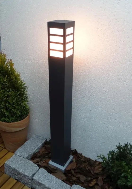 Kup teraz Lampa zewnętrzna słupek ogrodowy ARKAD 275 Radex IP 44 1x18W E27 Aluminium/Poliwęglan Czarny