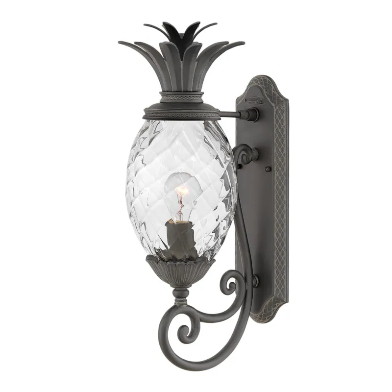 Lampa zewnętrzna Średnia latarnia naścienna Plantation HK-PLANTATION-M-MB Elstead Lighting 1xE27 40W Aluminium, przezroczyste szkło optyczne Czarny Super okazja