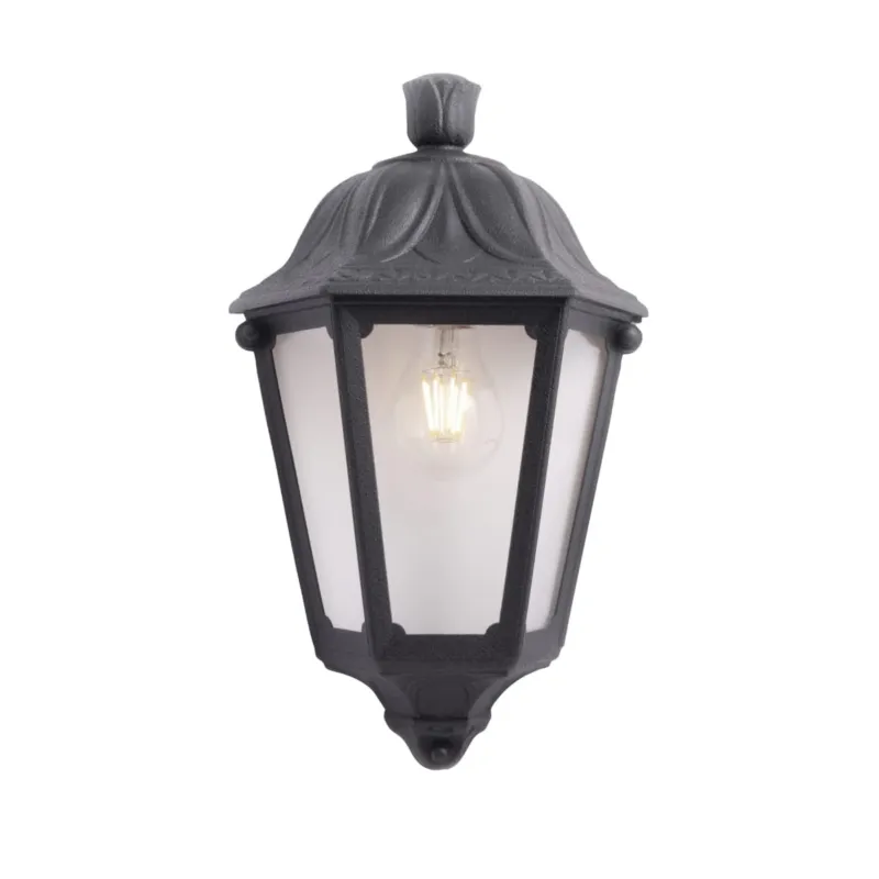 Tani Latarnia naścienna FMG-IESSE-BLK Fumagalli Iesse 1xE27 23 W Żywica/Poliwęglan Czarny