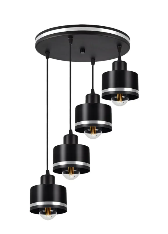 Lampa wisząca Candellux Wama czarna ze srebrnym detalem 4×E27 Najlepsza cena