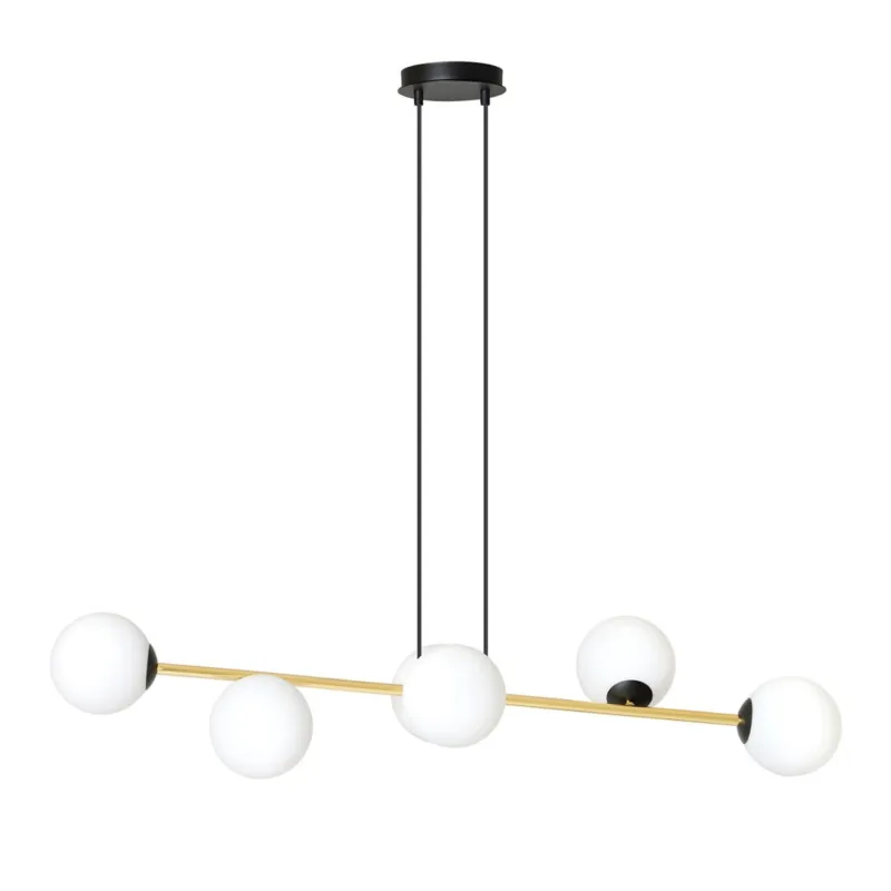 Lampa wisząca Emibig Gravity 6 czarno-złota z białym kloszem 6×E14 Obniżka ceny