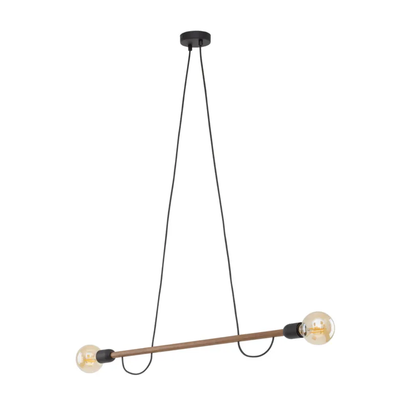Cena promocyjna Lampa wisząca Helix Wood Orzech Czarny, Orzech 2x E27 - TK Lighting