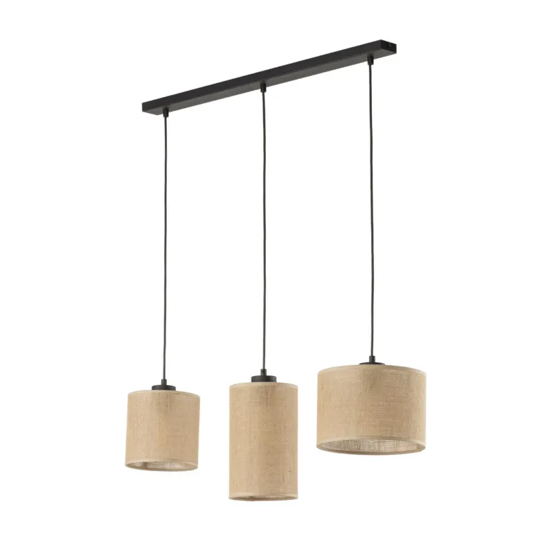 Łatwy zwrot Lampa wisząca Juta Czarny 3x E27 - TK Lighting