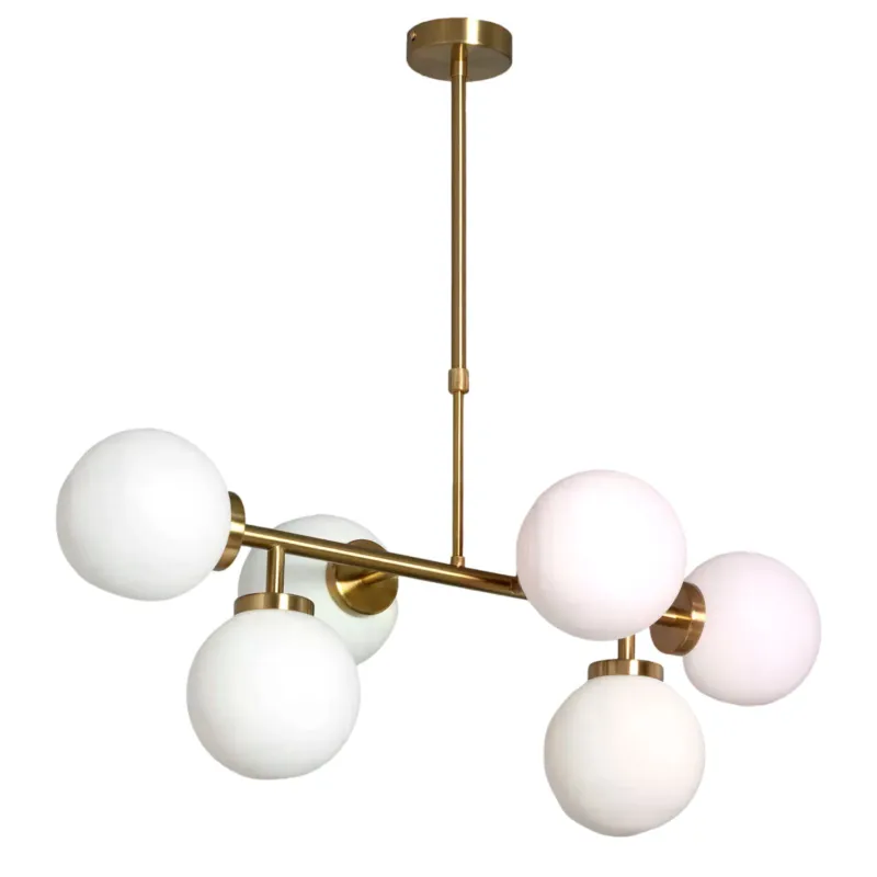 Lampa Wisząca Kule Mleczne Złota Abruzzo Liguria 6xE27 Promocja