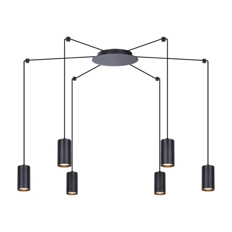 Darmowy zwrot Lampa wisząca PUERTO K-4898 Czarny 6 źr., GU10, 10W LED - Kaja