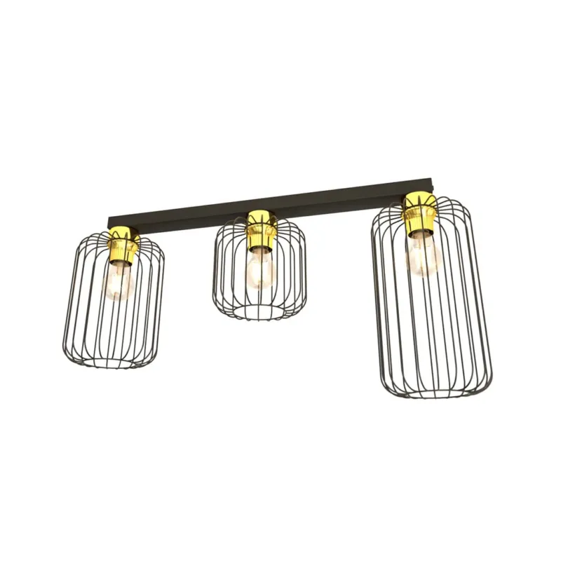 Lampa sufitowa Emibig Barn 3 czarna ze złotym wykończeniem 3×E27 Super okazja