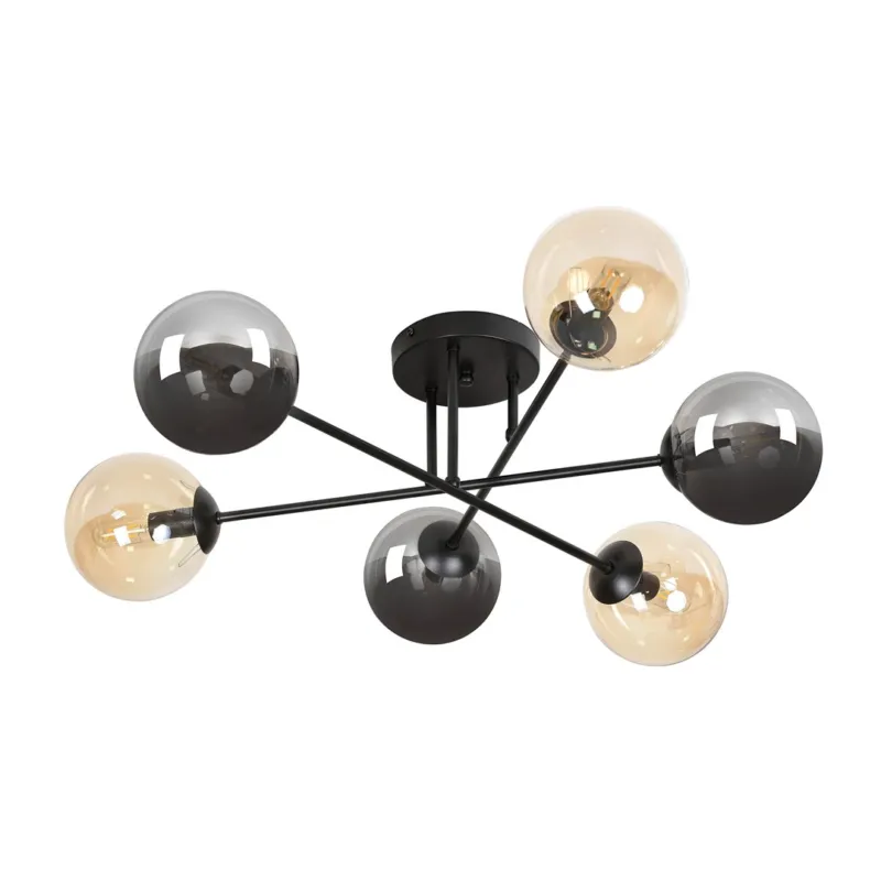 Lampa sufitowa Emibig Brendi 6B czarna z transparentnym i grafitowym kloszem 6×E14 Zamów teraz