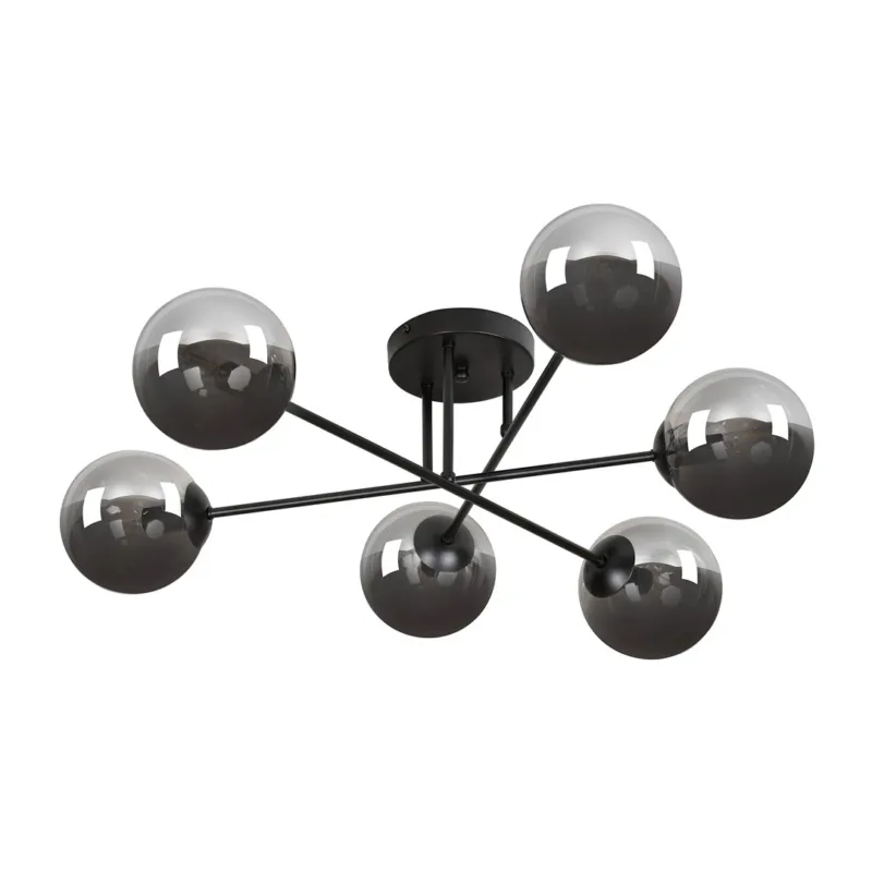 Bezpieczna płatność Lampa sufitowa Emibig Brendi czarna z grafitowym kloszem 6×E14