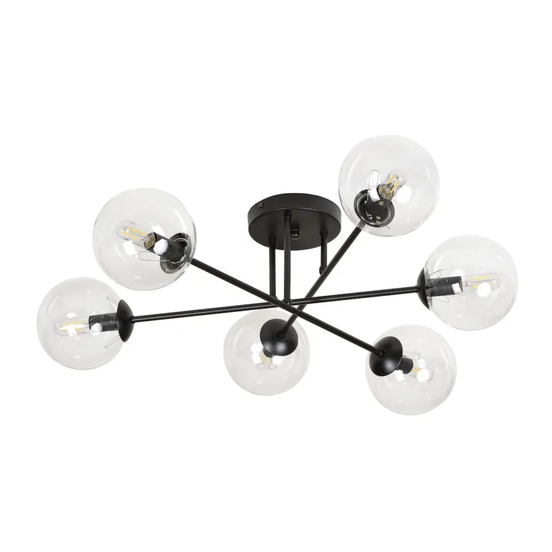 Lampa sufitowa Emibig Brendi czarna z transparentnym kloszem 6×E14 Kup online