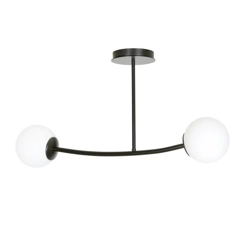 Lampa sufitowa Emibig Halldor 2 czarna z białym kloszem 2×E14 Zniżka