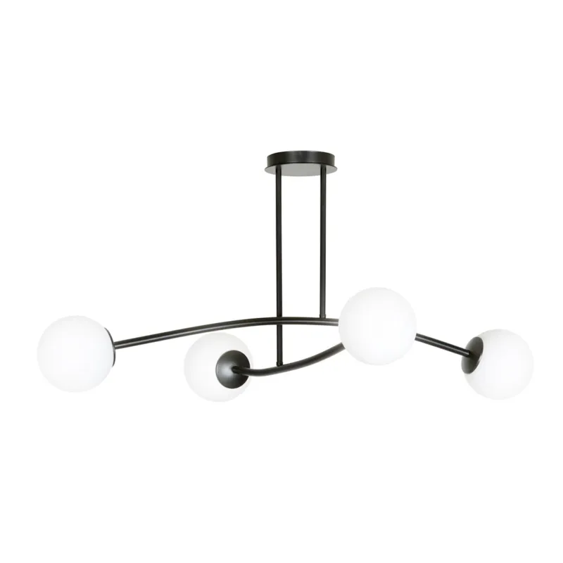 Lampa sufitowa Emibig Halldor 4 czarna z białym kloszem 4×E14 Ekspresowa dostawa