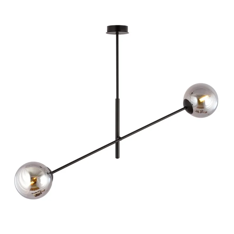 Lampa sufitowa Emibig Linear czarna z grafitowym kloszem 2×E14 Zniżka