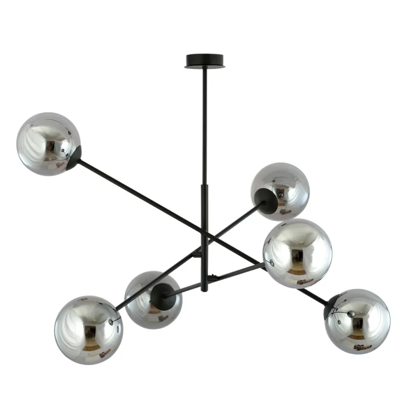 Lampa sufitowa Emibig Linear czarna z grafitowym kloszem 6×E14 Super okazja