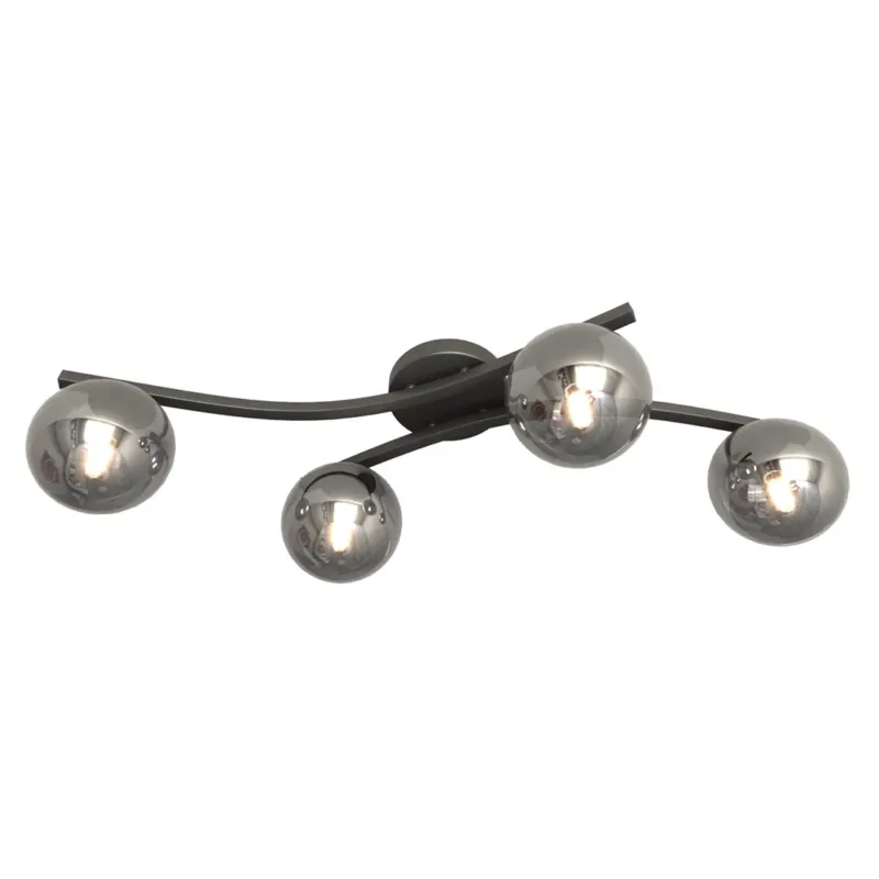 Lampa sufitowa Emibig Opus czarna z grafitowym kloszem 4×E14 Kup online