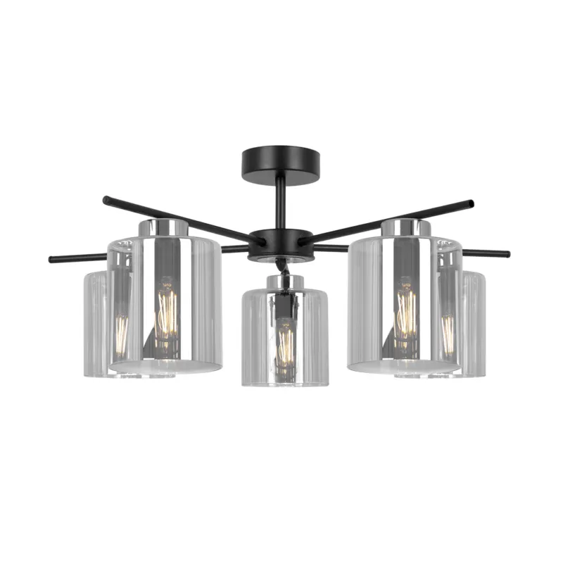Kup online Lampa sufitowa LUNA K-5527 Czarny, grafitowy, srebrny 5 źr., E27, 15W LED - Kaja