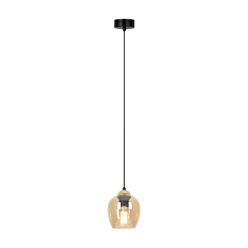 Dostępne od ręki Lampa wisząca TULA K-5605 Czarny, złoty, bursztyn 1 źr., E27, 15W LED - Kaja