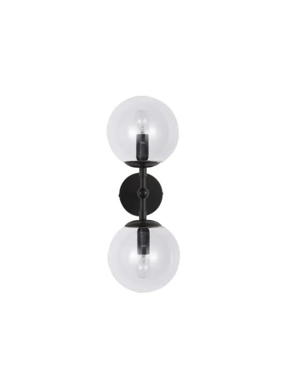 Hit sprzedaży Lampa ścienna podwójna bańki Dorado czarno-transparenta Light Prestige LP-002/2W BK Transp.
