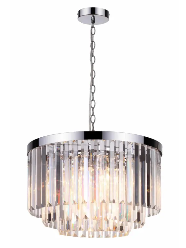 Zamów dziś Żyrandol glamour Vetro lampa wisząca z kryształami na srebrnym łańcuchu