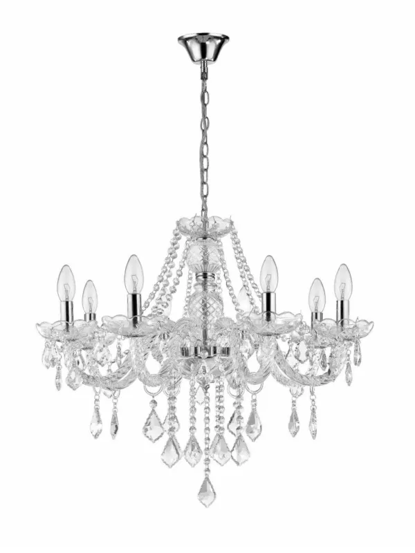 Żyrandol szklany kryształowy Cristallo 8 lampa wisząca na łańcuchu Premium