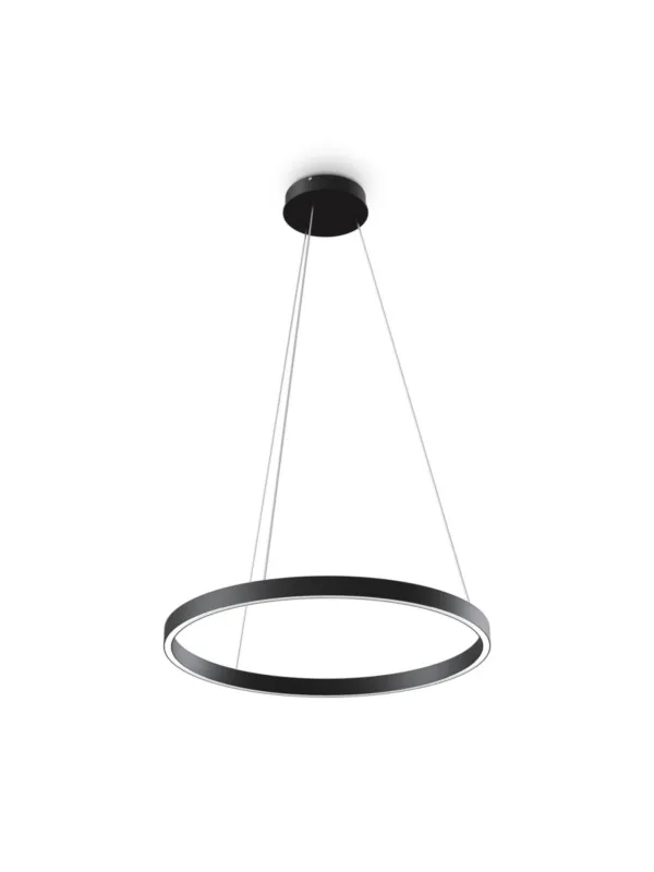Bezpieczna płatność Nowoczesna czarna lampa wisząca Rim LED do salonu - pierścień 60 cm, 4000K, 2200lm