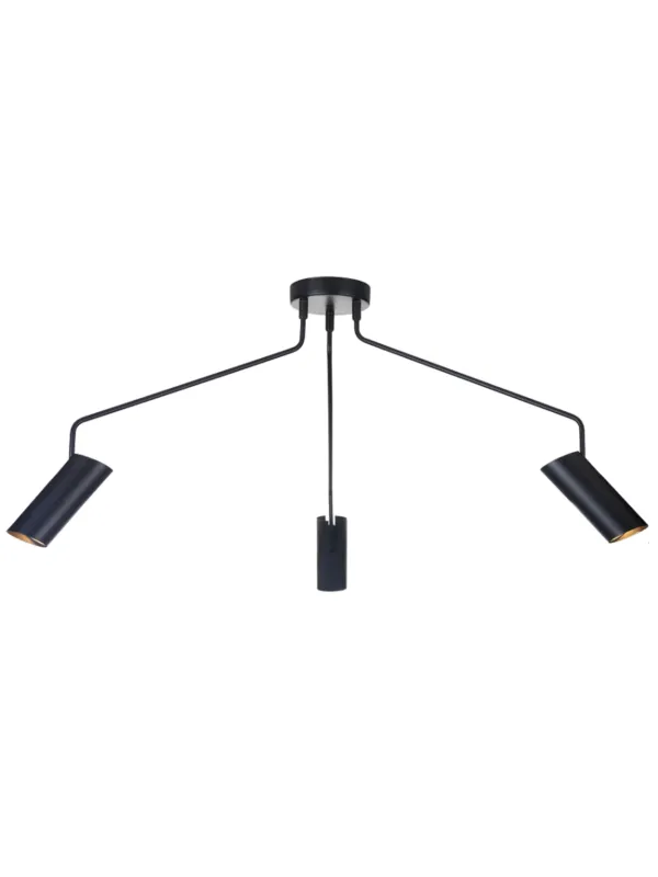 Wybór klientów Lampa sufitowa 3 czarne metalowe tuby na wysięgniku Futuro 3 LP-17001/3C BK