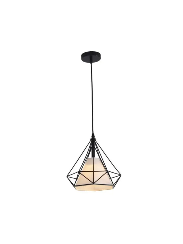 Czarna druciana lampa wisząca nad stół Nola 1-punktowa metalowo-materiałowa klatka zwis Oferta czasowa