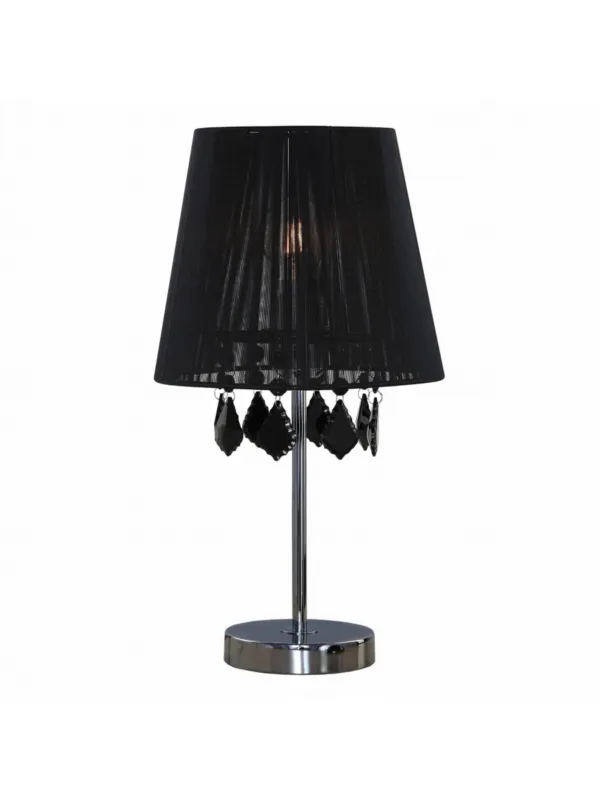 Bezpieczna płatność Czarna stojąca lampa stołowa glamour MONA lampka nocna z abażurem i kryształkami