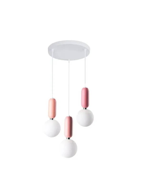 Oferta czasowa Lampa wisząca do pokoju dziecięcego dziewczynki Rubi 3-punktowa różowa zwis kule