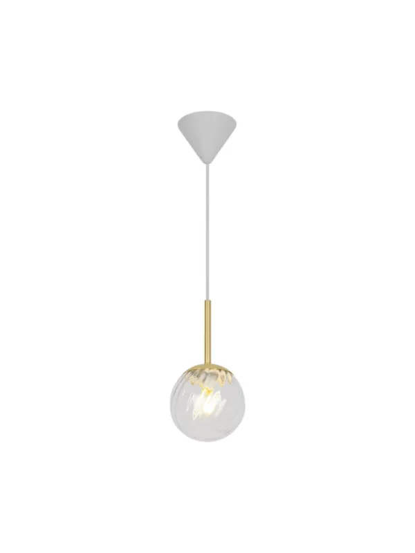 Lampa wisząca Chisell 15 - szklana wirowa kula Art Deco mosiężne dodatki Premium