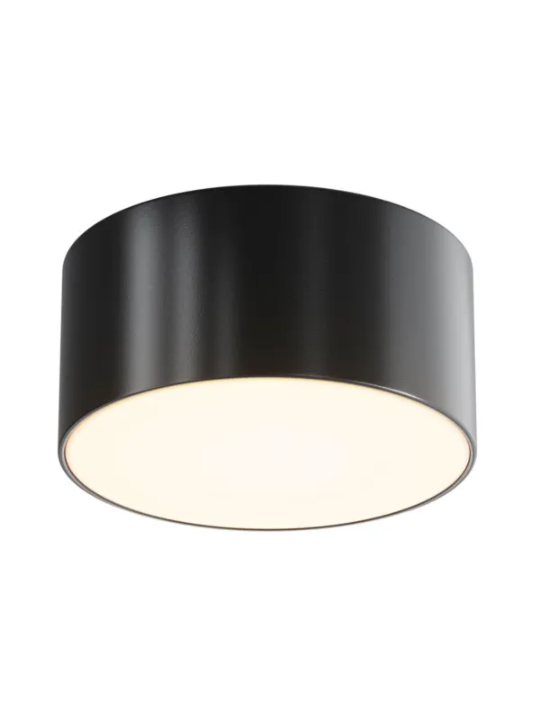Zewnętrzny plafon sufitowy Zon IP65 LED - mały (12 cm) z mleczną blendą, 3000K, 900lm, czarny Promocja