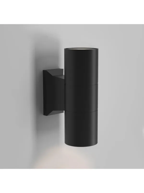 Tylko dziś Kinkiet na elewację Bowery IP54 - światło w górę i dół, tuba 2xGU10, czarny gładki